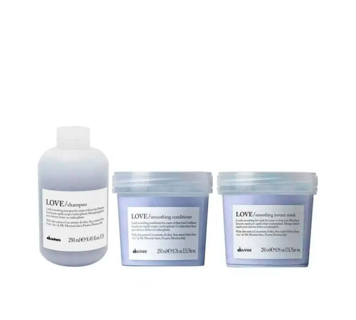 Набор Davines Love Lovely Smoothing шампунь, кондиционер и маска для разглаживания волос, 3х250 мл
