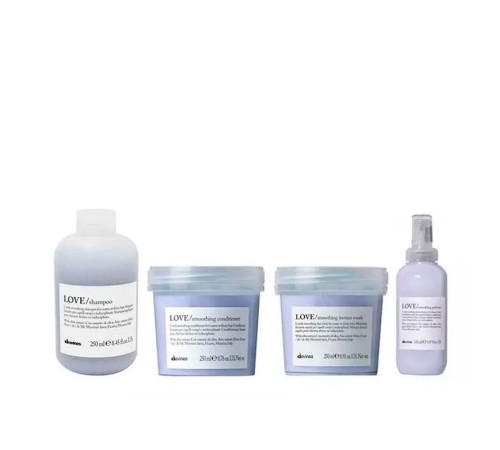Набір Davines Love Lovely Smoothing шампунь, кондиціонер, маска і сироватка для розгладжування волосся, 3x250+150 мл