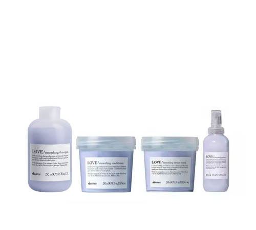 Набір Davines Love Lovely Smoothing шампунь, кондиціонер, маска і сироватка для розгладжування волосся, 3x250+150 мл