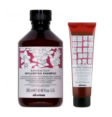 Набір Davines Natural Tech Replumping шампунь та кондиціонер для ущільнення волосся, 250/150 мл