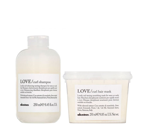 Набор Davines LOVE Curl шампунь и маска для вьющихся волос, 2х250 мл