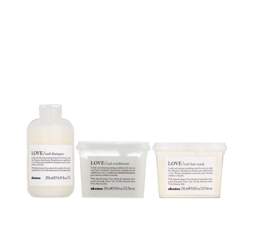 Набір Davines LOVE Curl шампунь, кондиціонер та маска для кучерявого волосся, 3х250 мл