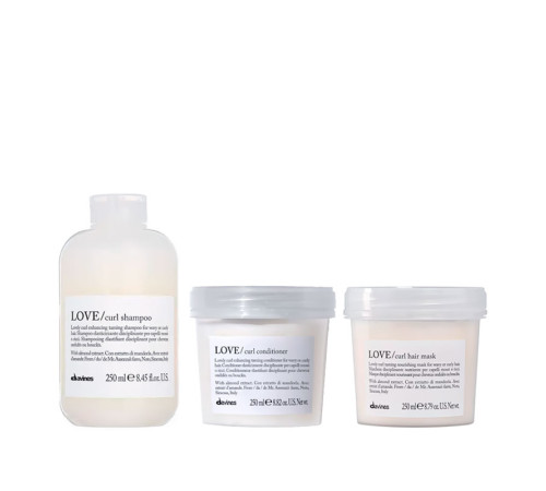 Набір Davines LOVE Curl шампунь, кондиціонер та маска для кучерявого волосся, 3х250 мл