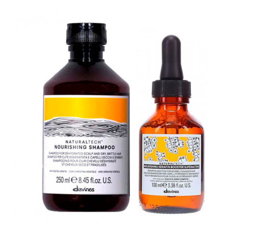 Набір Davines Nourishing DUO шампунь і кератиновий бустер для сухого та пошкодженого волосся, 250/100 мл
