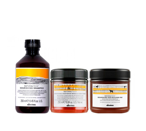 Набор Davines Nourishing TRIO шампунь, кондиционер и маска для сухих и поврежденных волос, 3х250 мл