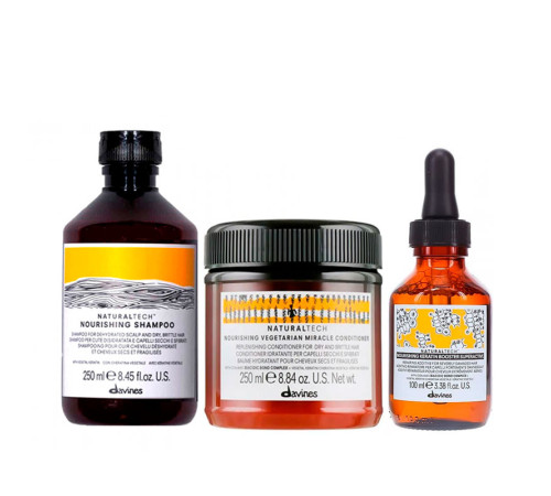 Набір Davines Nourishing TRIO шампунь, кондиціонер і бустер для сухого та пошкодженого волосся, 250/250/100 мл