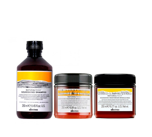 Набор Davines Nourishing TRIO шампунь, кондиционер и маска для сухих и поврежденных волос, 3х250 мл
