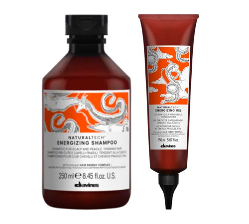 Набір Davines Natural Tech Energizing DUO енергетичний шампунь та гель проти випадіння волосся, 250/150 мл