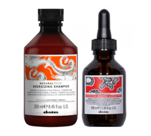 Набір Davines Natural Tech Energizing DUO енергетичний шампунь та лосьйон проти випадіння волосся, 250/100 мл