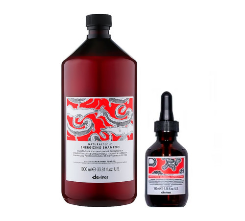Набір Davines Natural Tech Energizing DUO енергетичний шампунь та лосьйон проти випадіння волосся, 1000/100 мл