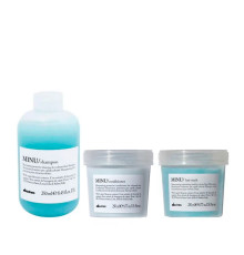 Набір Davines Minu TRIO шампунь, кондиціонер та маска для збереження кольору фарбованого волосся, 3х250 мл