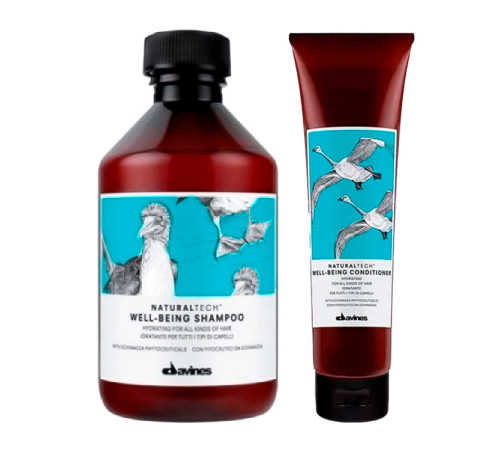Набор Davines DUO Natural Tech Well-Being шампунь и кондиционер для увлажнения волос, 250/150 мл