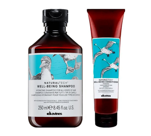 Набор Davines DUO Natural Tech Well-Being шампунь и кондиционер для увлажнения волос, 250/150 мл