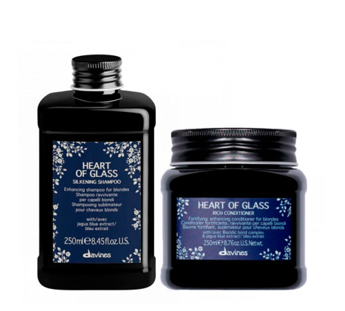 Набір Davines Heart Of Glass DUO шампунь та кондиціонер для догляду за блондом з антижовтим пігментом, 2х250 мл