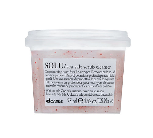 Паста-скраб Davines SOLU sea salt scrub cleancer з морською сіллю для глибокого очищення шкіри голови, 75 мл