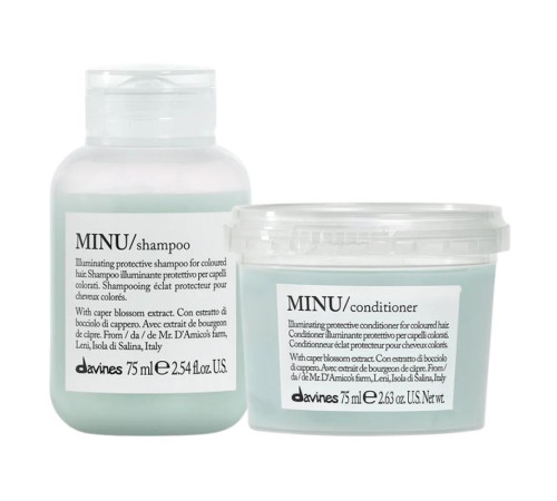 Набір Davines Minu DUO шампунь та кондиціонер для збереження кольору фарбованого волосся, 2х75 мл