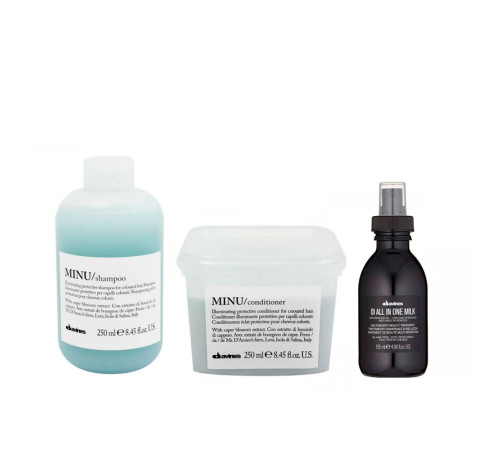 Подарунковий набір Davines Minu Kit для фарбованого волосся, 250/250/135 мл