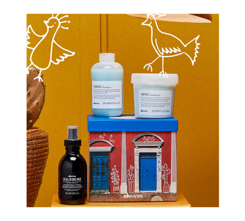 Подарунковий набір Davines Minu Kit для фарбованого волосся, 250/250/135 мл