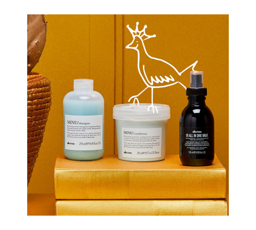 Подарунковий набір Davines Minu Kit для фарбованого волосся, 250/250/135 мл