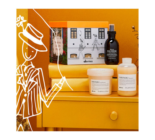 Подарунковий набір Davines Nounou Kit для живлення та ущільнення волосся, 250/250/135 мл