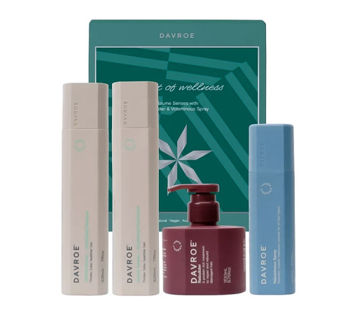 Подарочный набор Davroe Volume Senses Christmas Quad Pack для объема волос, 325/325/200/200 мл