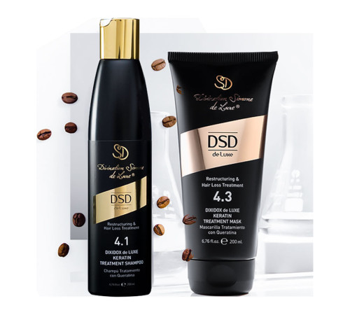 Набір DSD 4.1/4.3 Dixidox de Luxe Keratin Treatment шампунь і маска проти випадіння волосся, 2x200 мл