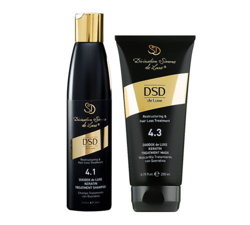 Набір DSD 4.1/4.3 Dixidox de Luxe Keratin Treatment шампунь і маска проти випадіння волосся, 2x200 мл