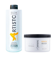Набір Elea Professional Artisto Keratin DUO шампунь і маска з кератином для пошкодженого волосся, 1000/490 мл