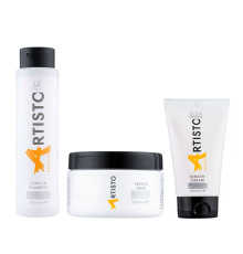 Набір Elea Professional Artisto Keratin TRIO шампунь, маска і крем з кератином для відновлення пошкодженого волосся, 300/250/150 мл
