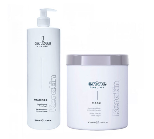 Набір Envie Luxury Keratin шампунь та маска для пошкодженого волосся з кератином (EN451/EN450), 2х500 г (розлив)