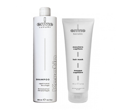 Набор Envie Luxury Keratin шампунь и маска для поврежденных волос с кератином (EN453/EN452), 2х250 мл (заводские)