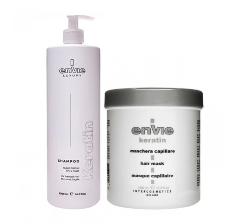 Набір Envie Luxury Keratin шампунь та маска для пошкодженого волосся з кератином (EN451/EN450), 2х10 мл (саше)