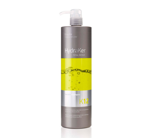 Кератиновый шампунь Erayba HydraKer K12 Keratin Shampoo бессульфатный для увлажнения и восстановления волос, 1000 мл