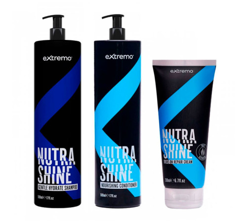 Набір Extremo Nutra Shine шампунь, кондиціонер, крем для делікатного очищення та живлення волоося (EX240/EX436/EX242) 500/500/200 мл