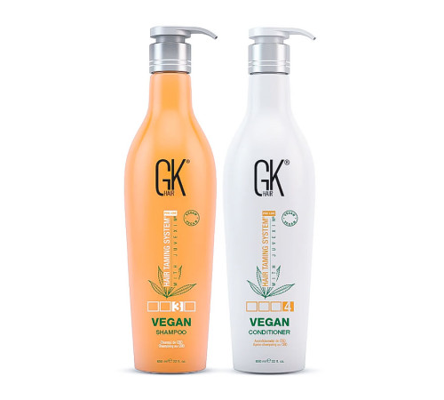 Набір GKHair Global Keratin СВD Vegan з протеїнами, шампунь і кондиціонер для живлення волосся, 2х650 мл
