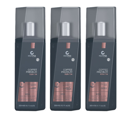 Набір Honma Tokyo Coffee Premium Keratin Intensive шампунь, кератин, маска, 3х300 мл (заводські) 