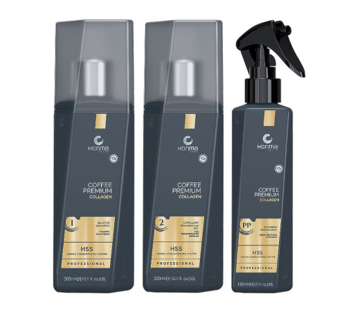 Набір колагену Honma Tokyo Coffee Premium Collagen для випрямлення волосся, 300/300/150 мл (заводські)