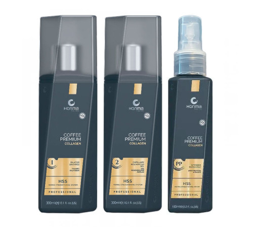 Набір колагену Honma Tokyo Coffee Premium Collagen для випрямлення волосся, 300/300/150 мл (заводські)