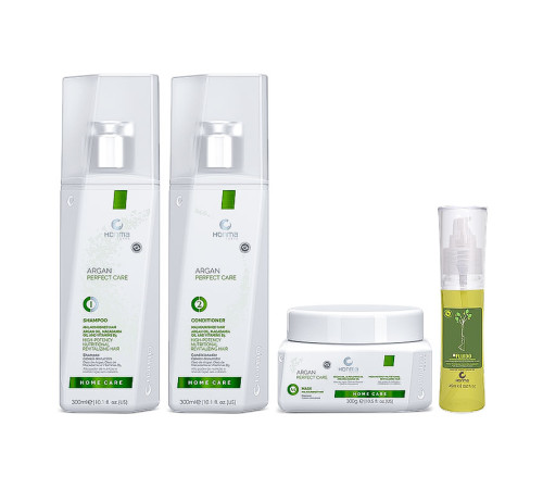 Набор Honma Tokyo Argan Perfect Care шампунь+кондиционер+маска+масло для окрашенных, тонких и сухих волос, 300/300/300/45 мл
