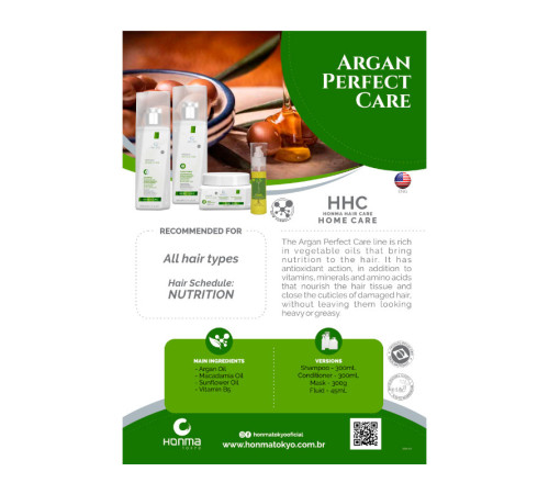 Набор Honma Tokyo Argan Perfect Care шампунь+кондиционер+маска+масло для окрашенных, тонких и сухих волос, 300/300/300/45 мл