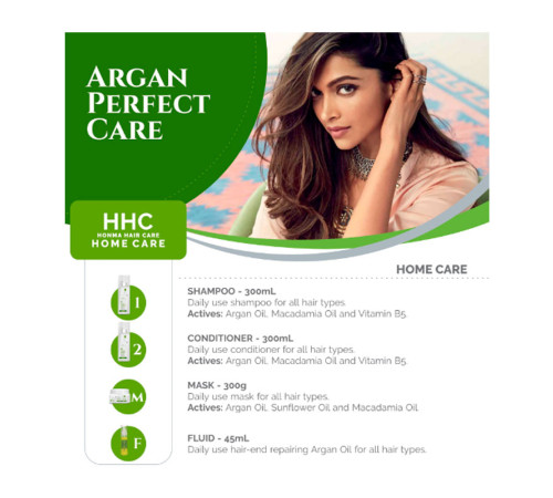 Набор Honma Tokyo Argan Perfect Care шампунь+кондиционер+маска+масло для окрашенных, тонких и сухих волос, 300/300/300/45 мл