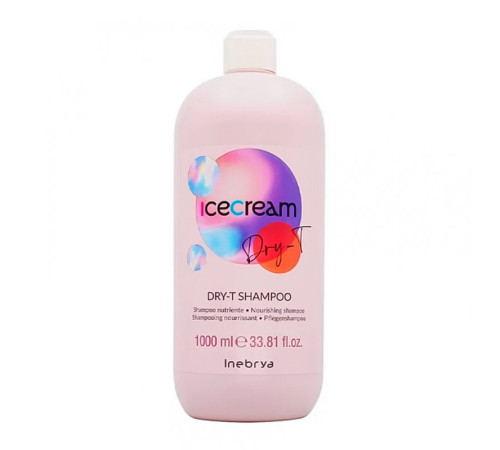 Шампунь Inebrya Ice cream Dry-T shampoo живильний для сухого та пошкодженого волосся, 1000 мл