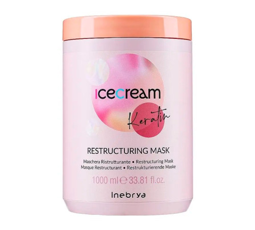 Відновлююча маска для волосся Inebrya Keratin Restructuring Mask з кератином, 1000 мл