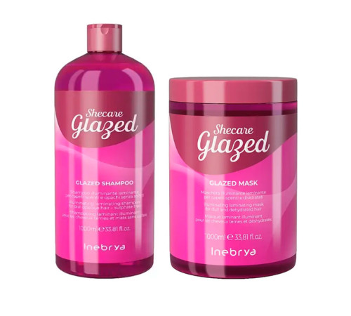 Набір Inebrya Sheсарe Glazed Duo шампунь та маска для блиску волосся з ефектом глазурування, 2х1000 мл