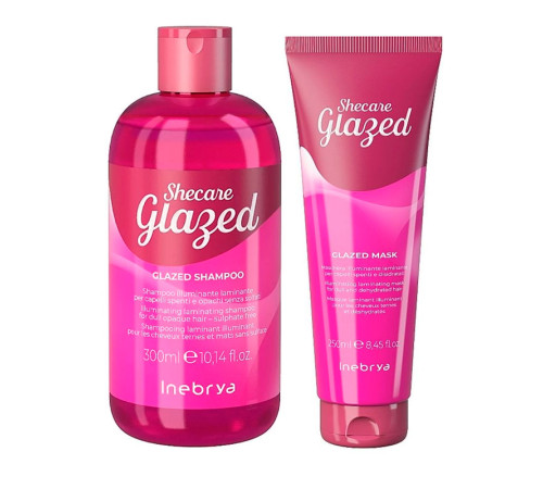 Набір Inebrya Sheсаre Glazed Duo шампунь та маска для блиску волосся з ефектом глазурування, 300/250 мл