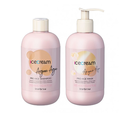 Набір Inebrya Argan Oil Pro-Age DUO з аргановим маслом для фарбованого волосся шампунь та маска, 2х300 мл
