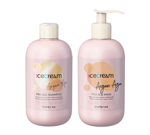 Набір Inebrya Argan Oil Pro-Age DUO з аргановим маслом для фарбованого волосся шампунь та маска, 2х300 мл