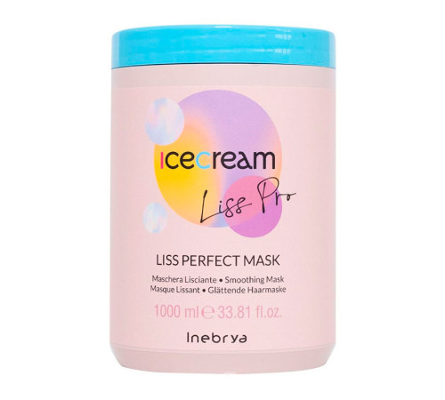 Розгладжуюча маска Inebrya Ice Cream Liss Pro Liss Perfect Mask для жорсткого та пухнастого волосся, 1000 мл