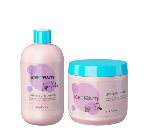 Набір Inebrya Ice Cream Liss Pro Liss Perfect DUO шампунь та маска для жорсткого та пухнастого волосся, 300/500 мл