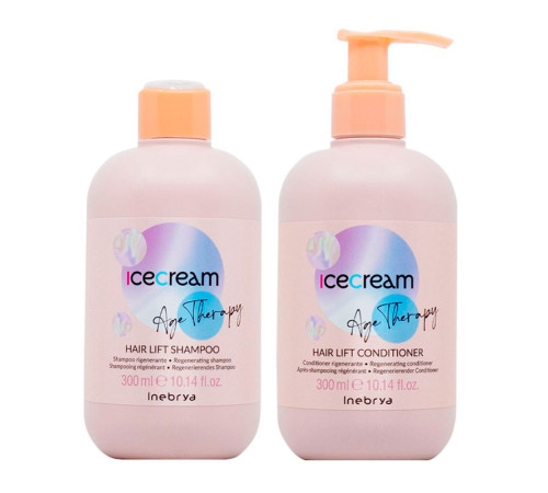 Набор Inebrya Ice Cream Age Therapy Hair Lift DUO шампунь и кондиционер для восстановления зрелых, пористых и химически обработанных волос, 2х300 мл